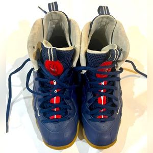Nike Foamposite, Blue, with red accents, size 4.5 youth, used condition